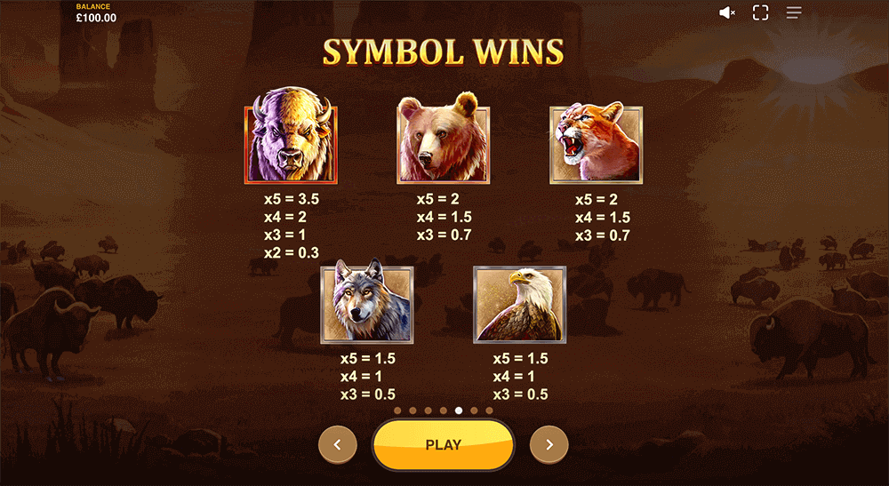 Buffalo Collector Symbols & Paytable