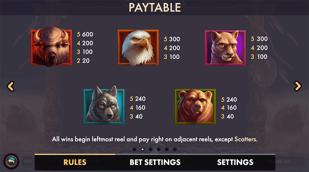 Wild Buffalo Symbols & Paytable Wild Buffalo Symbols & Paytable